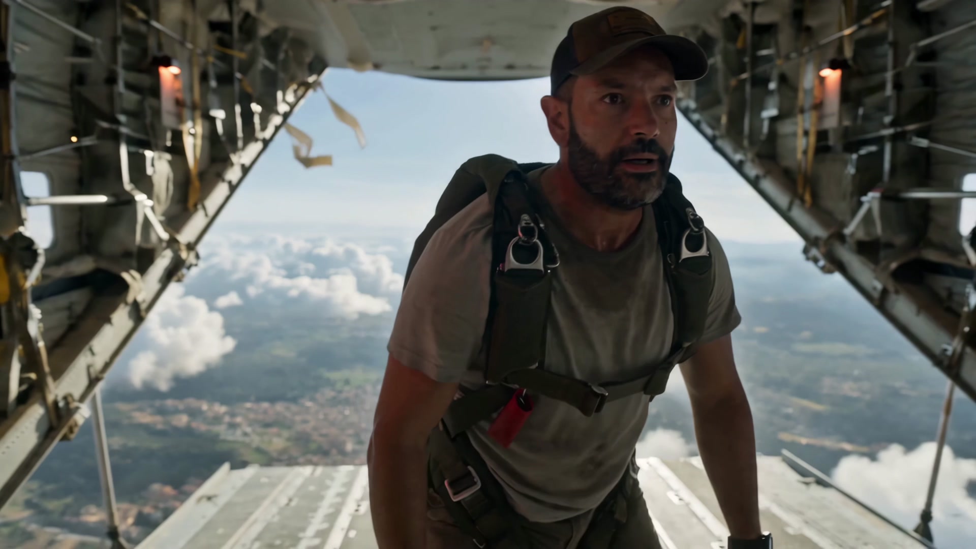 A scene from Christophe Gouazé’s film, inside an aircraft